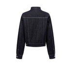 Unisex Textured Silhouette Slim Fit Workwear Denim Jacket