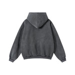 Front-Zip Raw Edge Ripped Hoodie