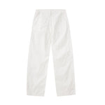 White Cotton Barrel-Leg Trousers