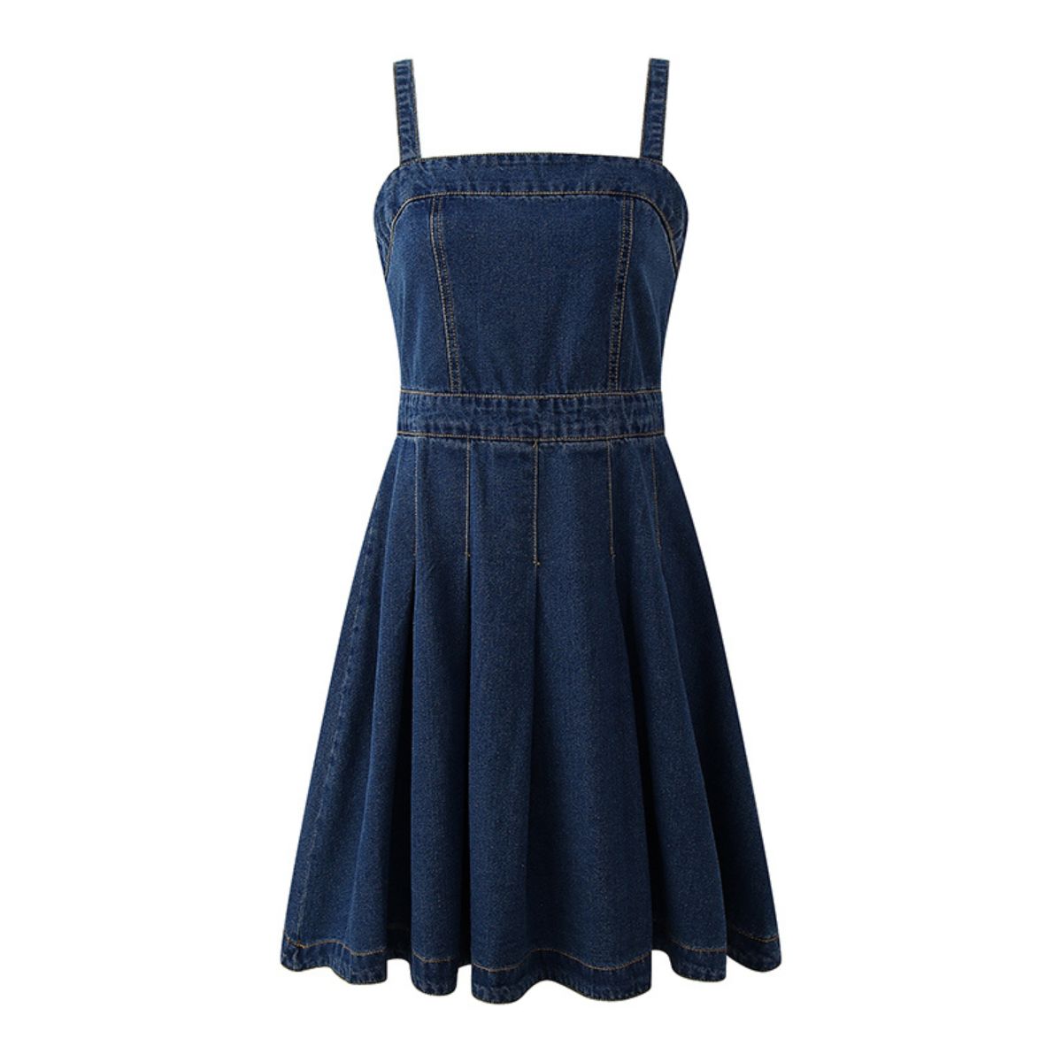 A-Line Sleeveless Denim Midi Dress
