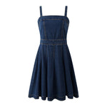 A-Line Sleeveless Denim Midi Dress