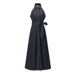 Self-Tied Halter Neck Denim Maxi Dress