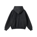 Front-Zip Raw Edge Ripped Hoodie