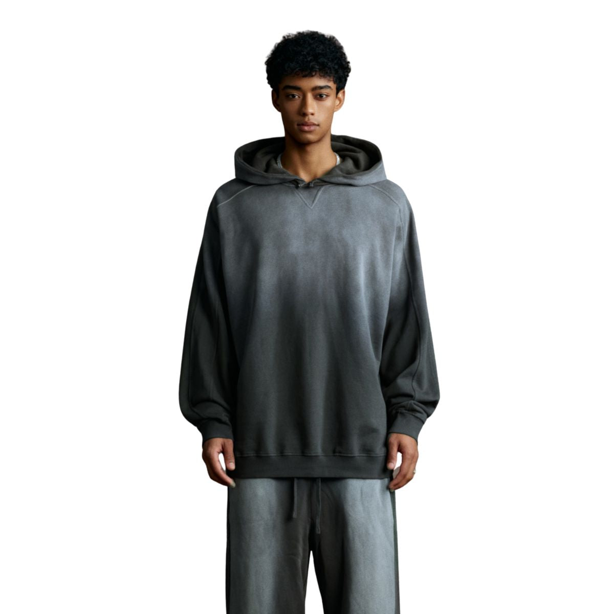 Heavyweight Washed Ombre Faded Cotton Hoodie