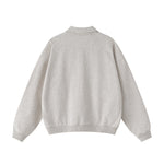 Relaxed Zip-Front Solid Color Sweatshirt
