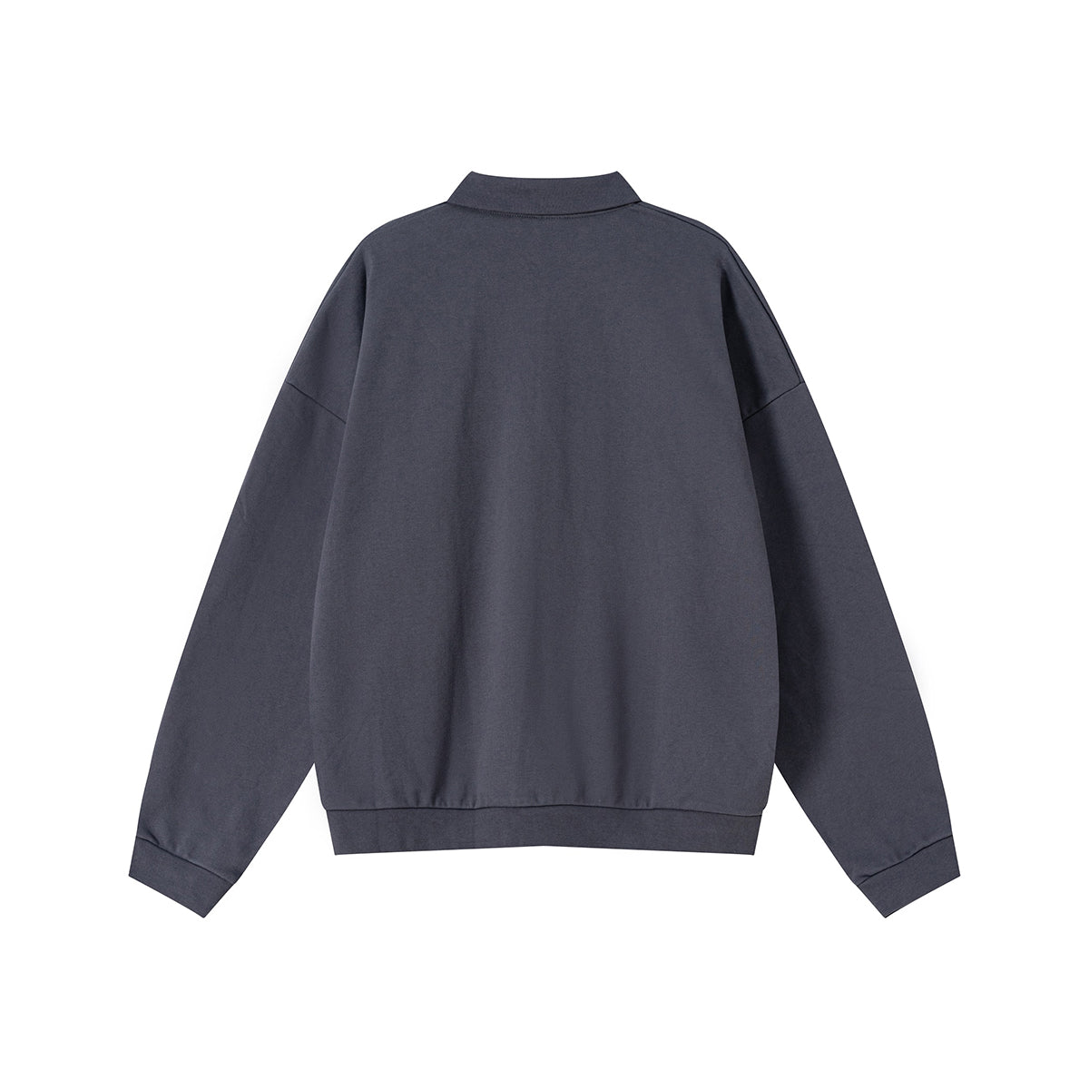 Relaxed Fit Solid Color Polo Neck Sweatshirt