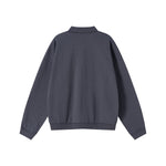 Relaxed Fit Solid Color Polo Neck Sweatshirt