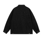 American Style Distressed Sequined Design Casual Loose Denim Jacket