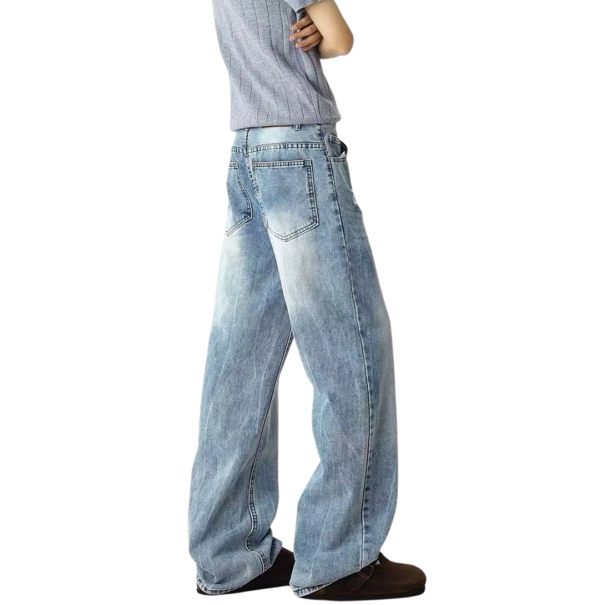 Light Wash Relaxed Bootcut Denim Jeans