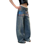 Vintage Graphic Print Relaxed Straight Leg Denim Jeans