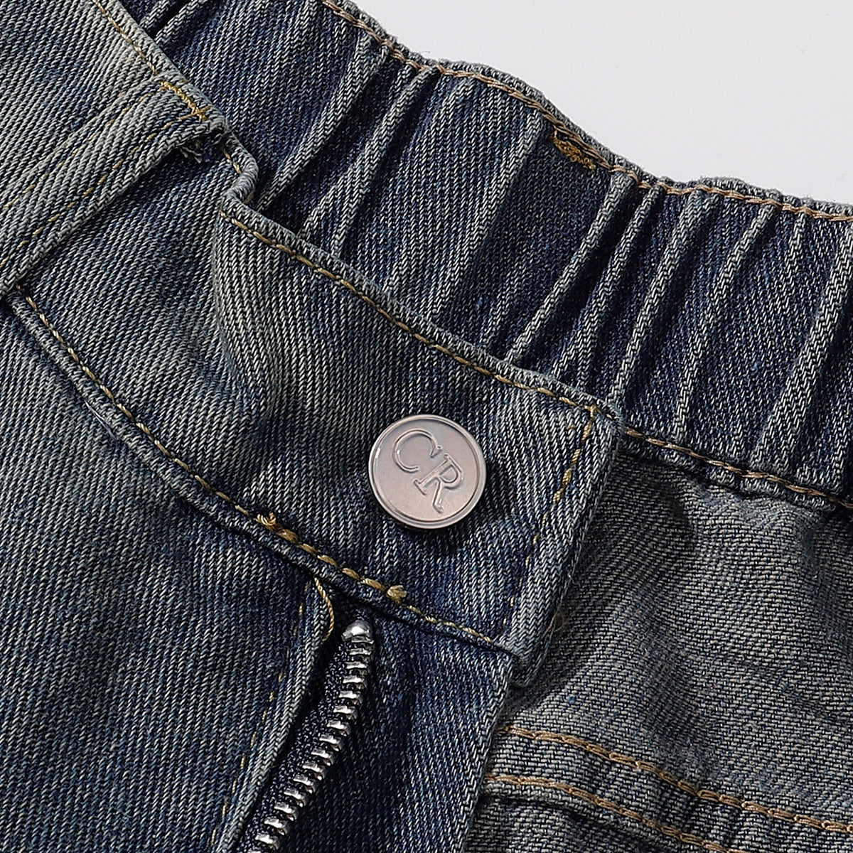 High Waist Wide Leg Ombre Denim Shorts