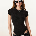 Stone Washed Short-Sleeve Bodysuit