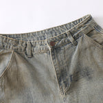 Vintage Tie-Dye Barrel-Leg Distressed Jeans