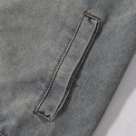 Contrast Stripe Washed Denim Baggy Jacket