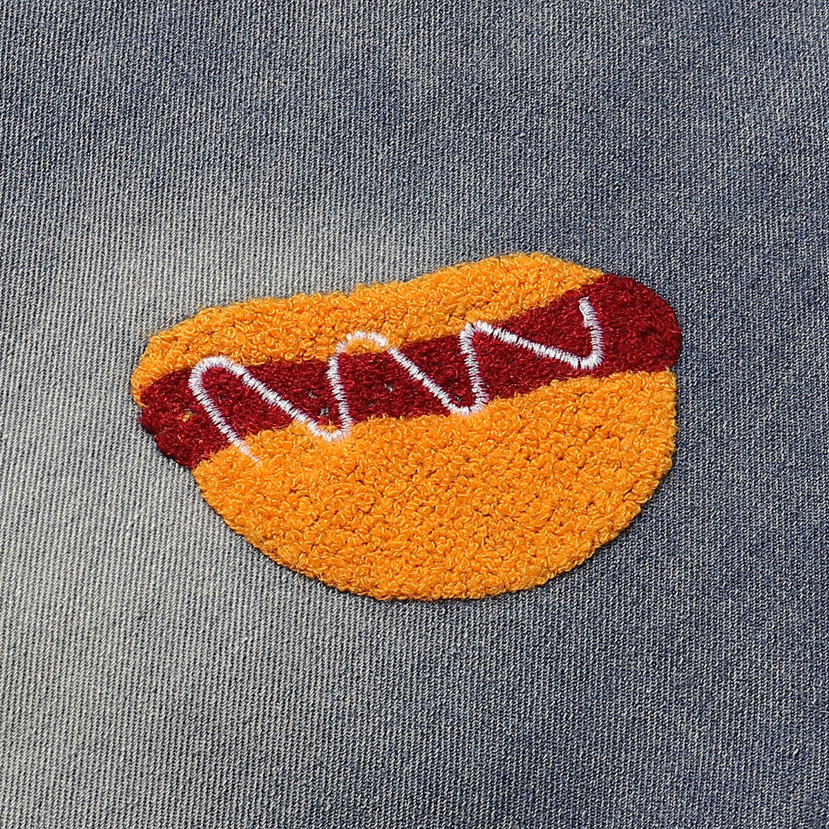 Cartoon Food Embroidery Fun Streetwear Denim Shorts