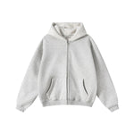 Zip-Up Loose Fit Plush-Lined Hoodie