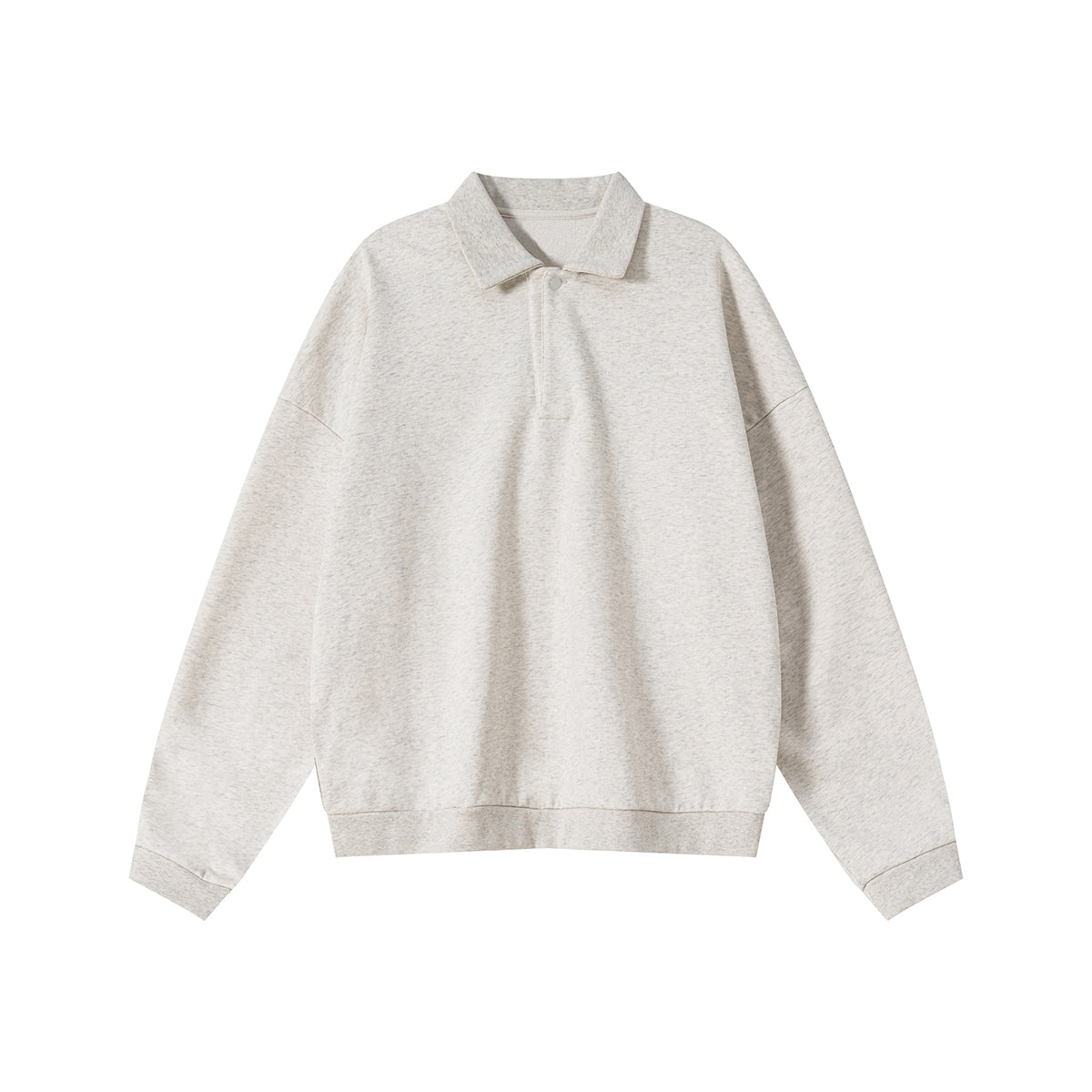 Relaxed Fit Solid Color Polo Neck Sweatshirt