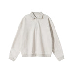 Relaxed Fit Solid Color Polo Neck Sweatshirt