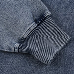 Crew Neck Washed Knit Denim Sweatshirt