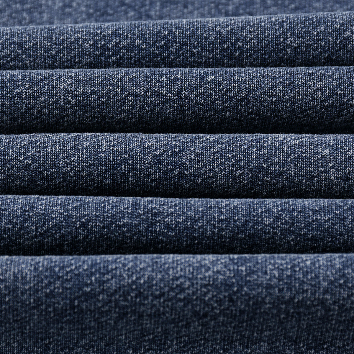 Crew Neck Washed Knit Denim Sweatshirt