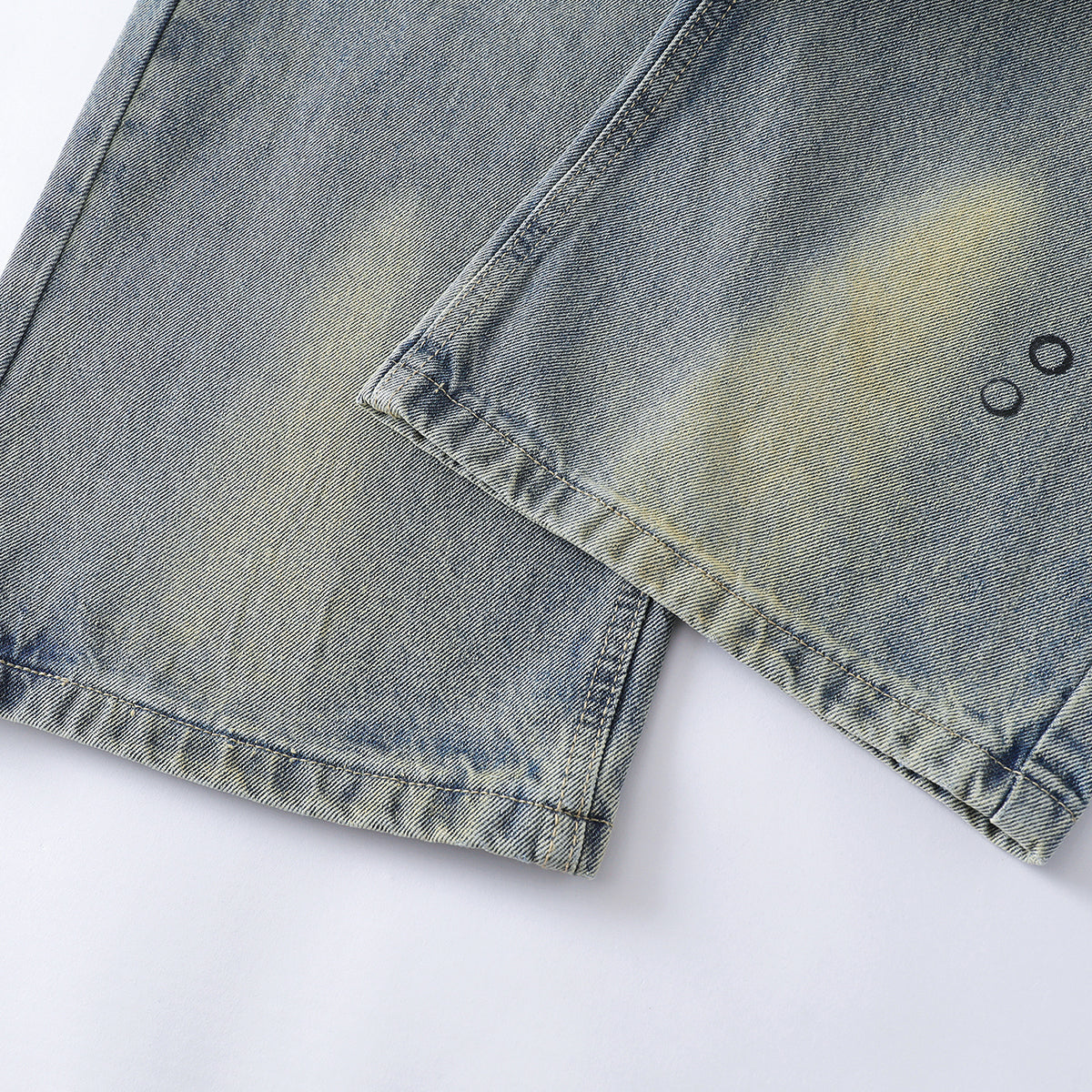 Vintage Washed Ripped Wide-Leg Jeans