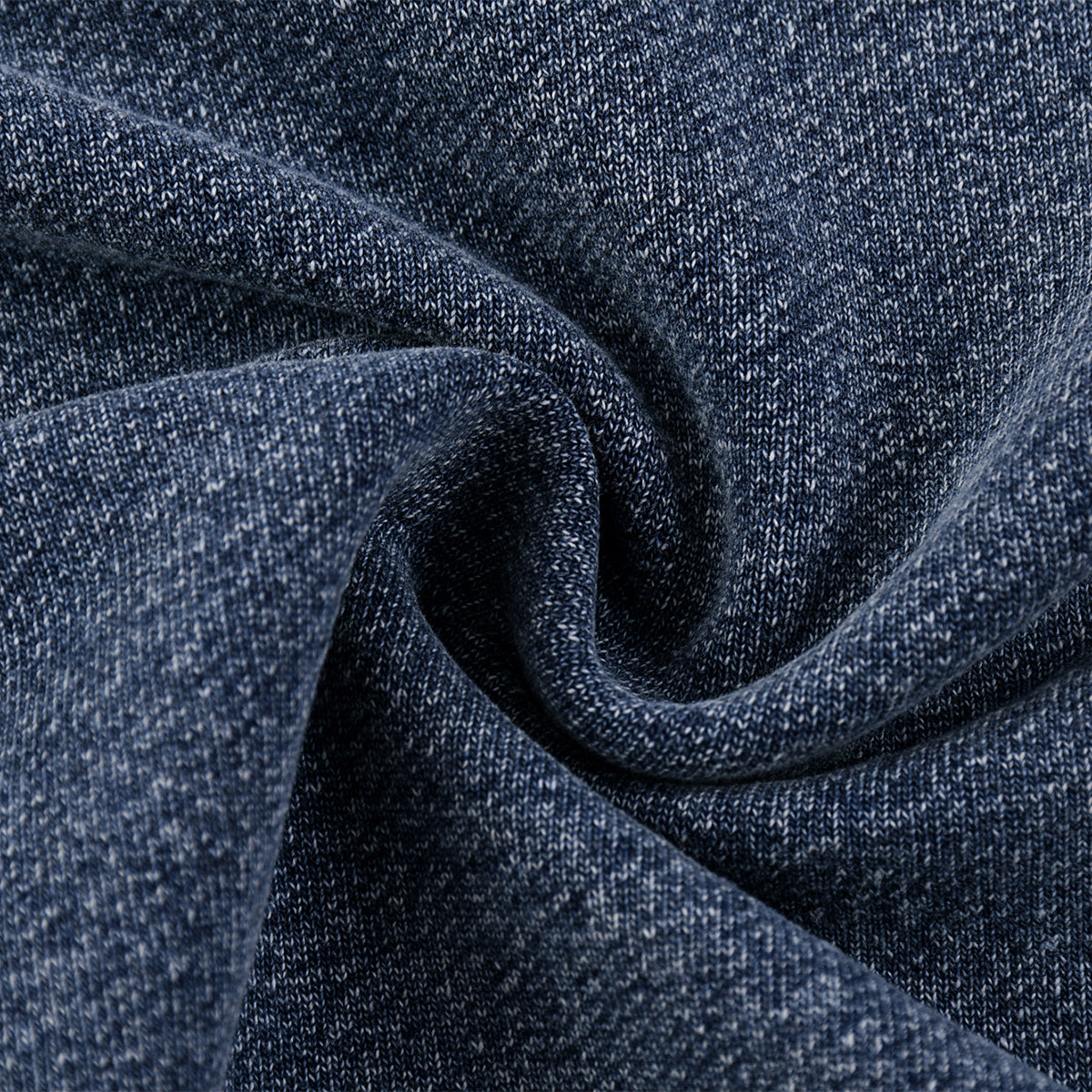 Crew Neck Washed Knit Denim Sweatshirt