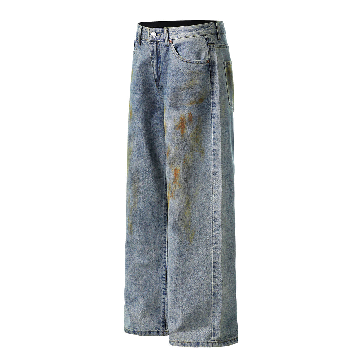 Grunge-Style Paint-Splatter Baggy Jeans
