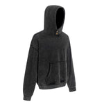 Front Pocket Button Detail Oversized Washed Hoodie