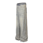 Light Wash Faded Wide-Leg Denim Pants