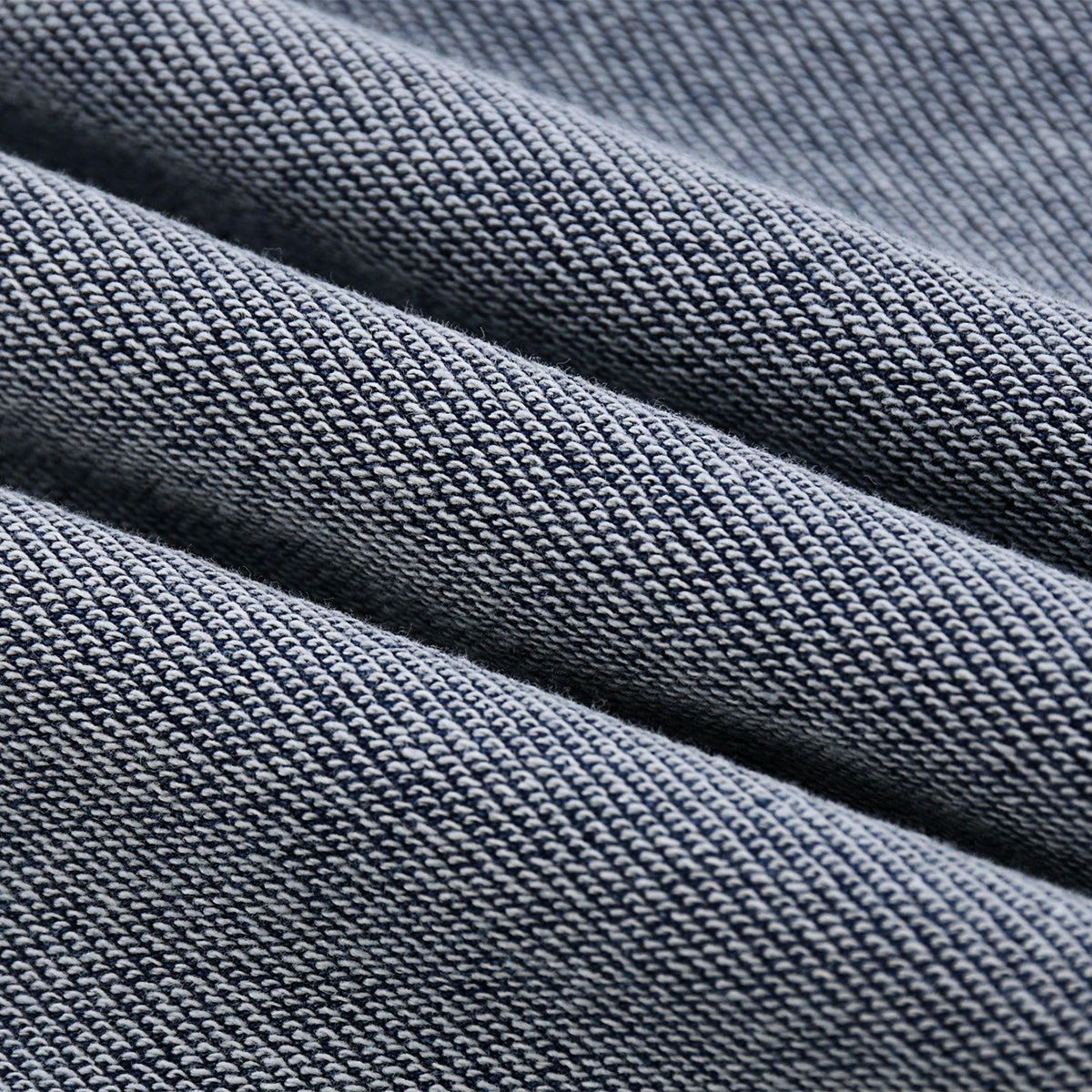 Crew Neck Washed Knit Denim Sweatshirt