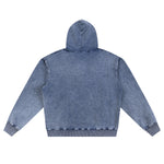 Double Slider Zip Knit Denim Hoodie