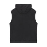 Raw Edge Sleeveless Muscle Hoodie