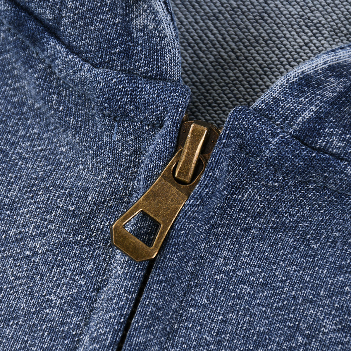 Double Slider Zip Knit Denim Hoodie