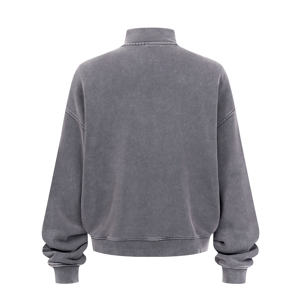 Vintage Zip-Up Ribbed Stand Collar Sweatshirt