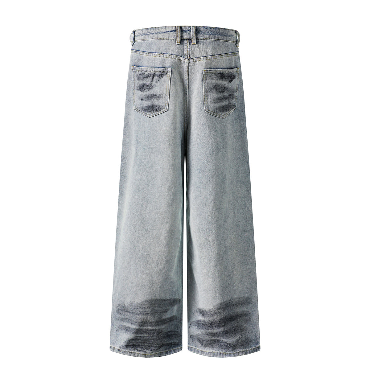 Spray-Painted Patchwork Distressed Baggy Jeans