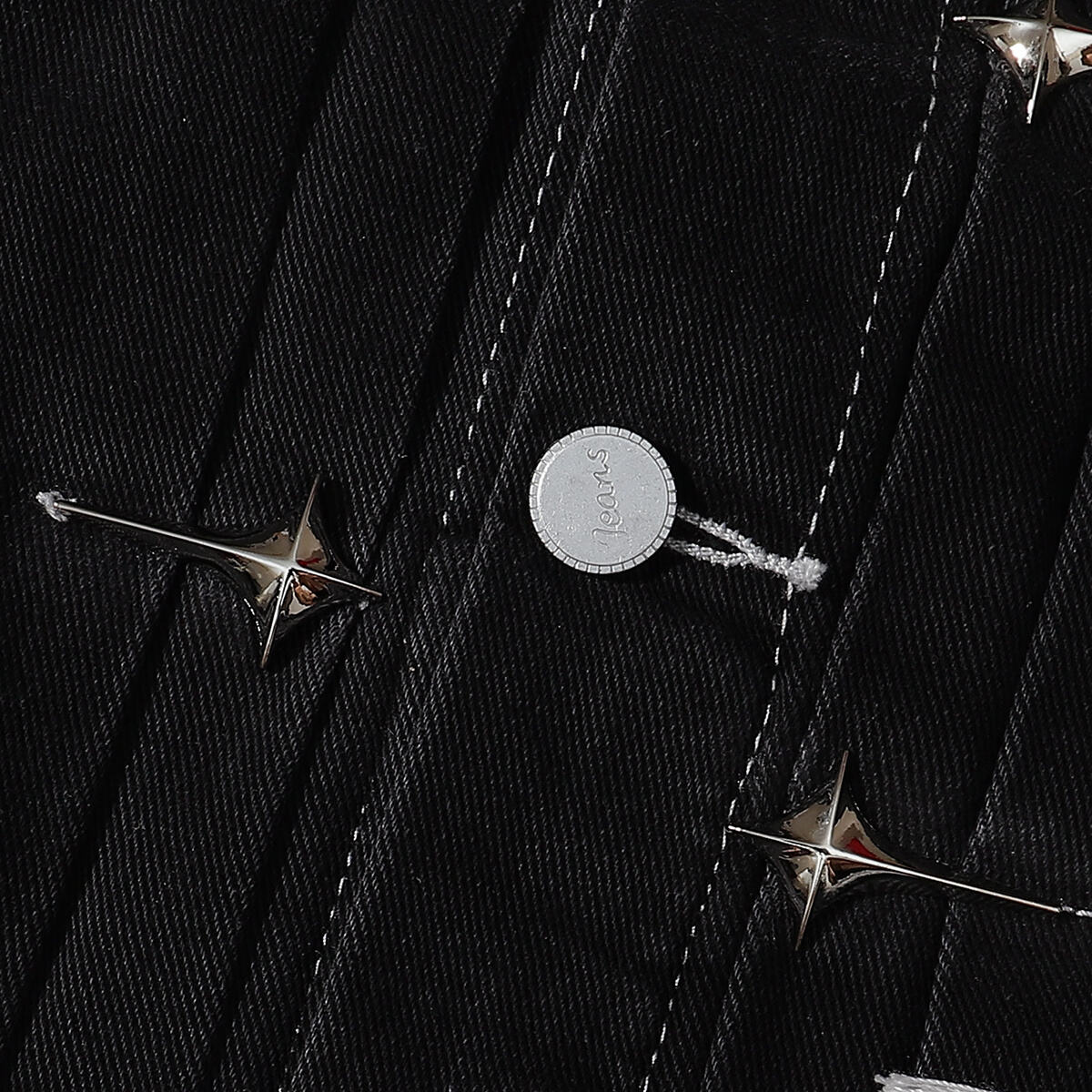 Abstract White Embroidery Denim Jacket