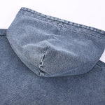 Double Slider Zip Knit Denim Hoodie