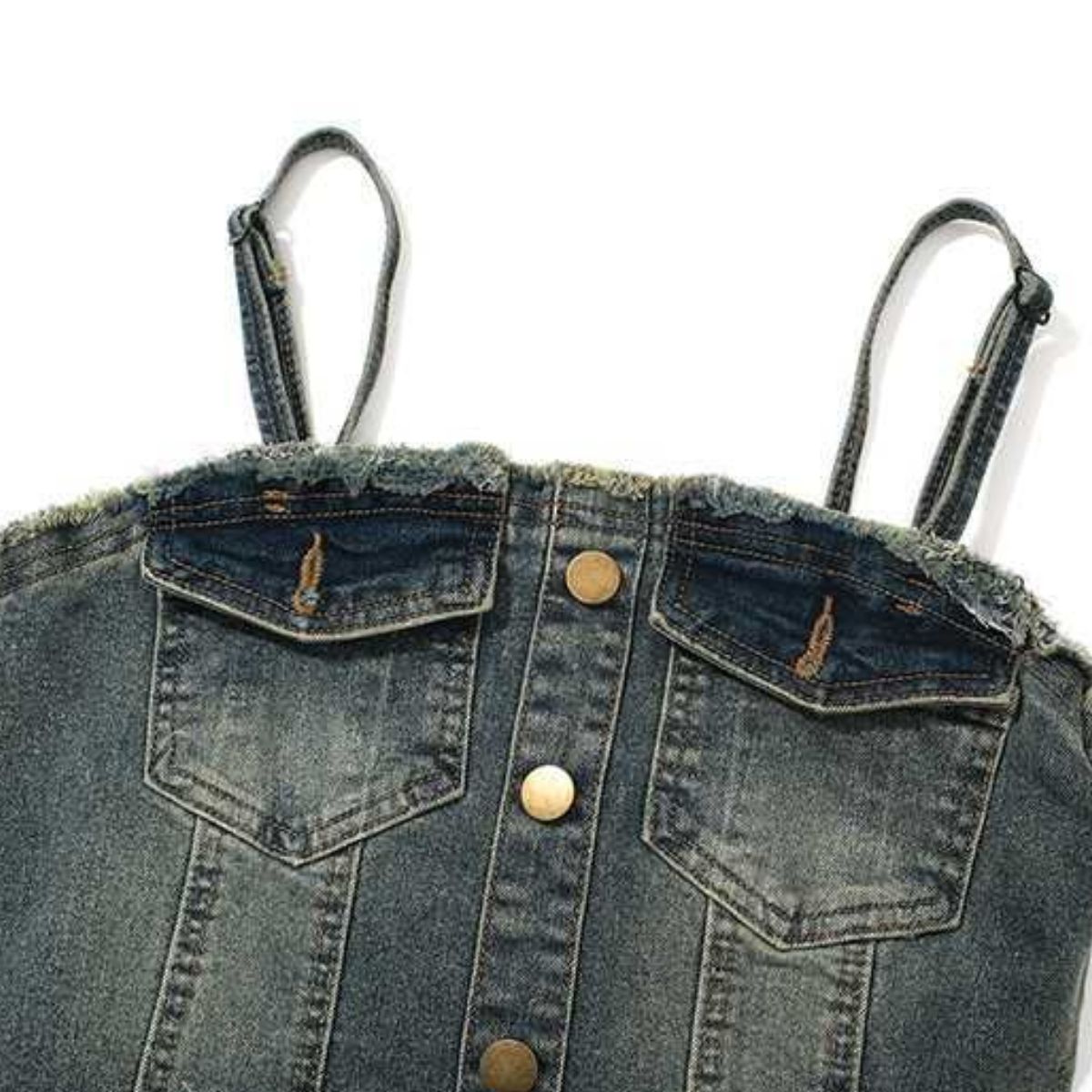 Lace-Up Back Denim Cami Midi Dress