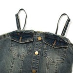 Lace-Up Back Denim Cami Midi Dress