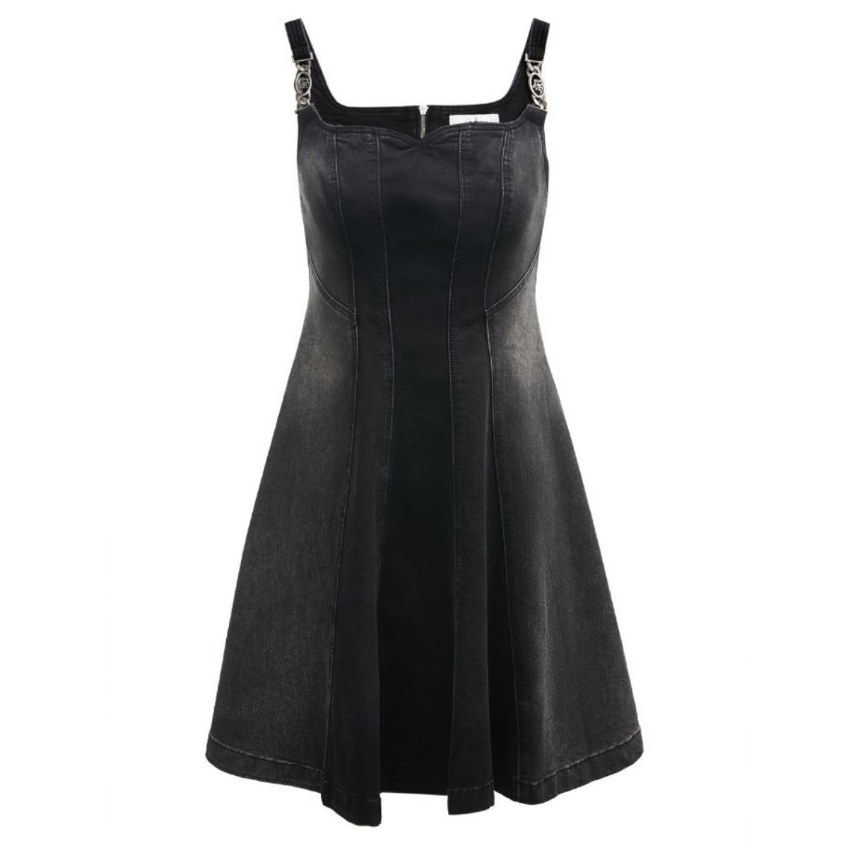 Strappy A-Line Washed Denim Mini Dress