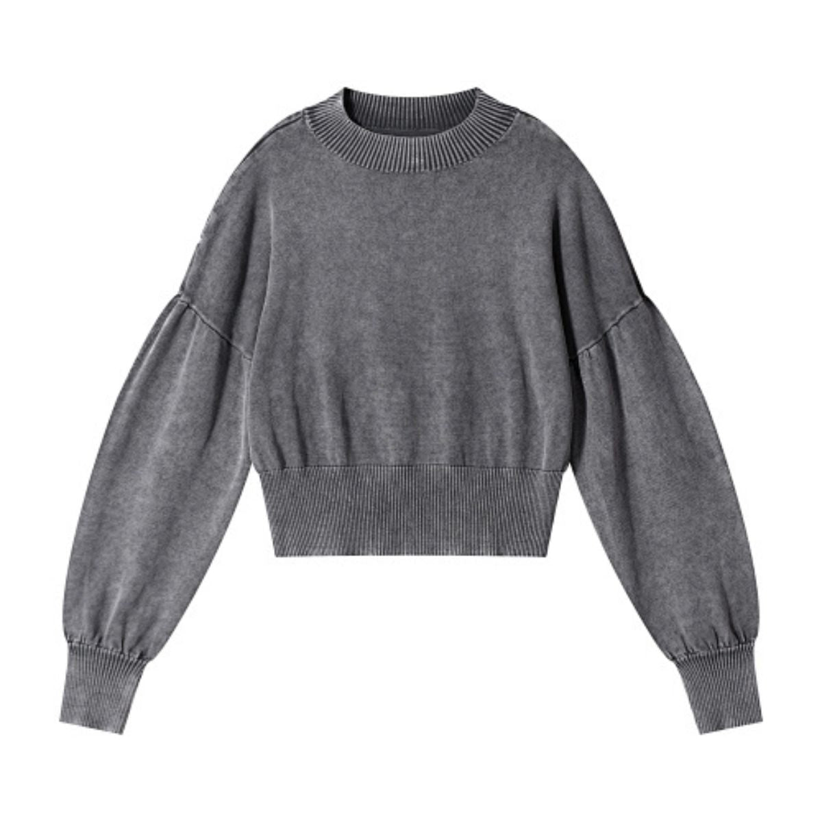 Vintage Snow Wash Cropped Cotton Knit Sweater
