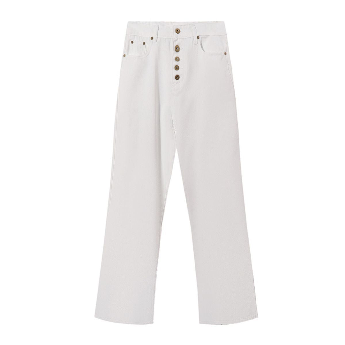 Button Fly Wide Leg Denim Jeans