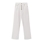 Button Fly Wide Leg Denim Jeans
