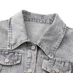Short-Sleeve Boxy Cropped Denim Jacket