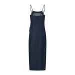 Side Ruched Spaghetti Strap Denim Midi Dress