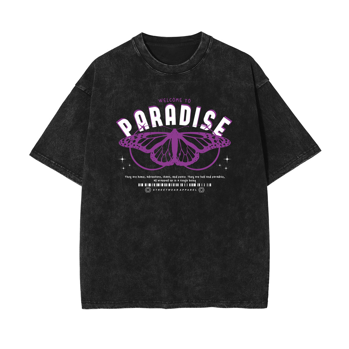 Butterfly Urban Stone Wash Graphic Tee-INNBLAC Fashion Apparel