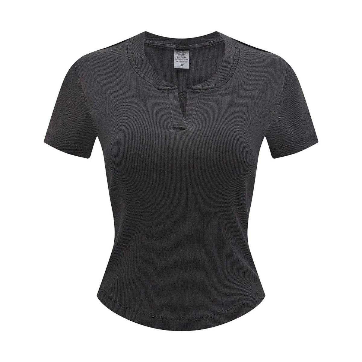 Women’s Retro Wash Fitted Stand Collar Tee