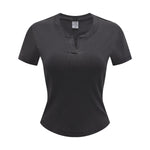 Women’s Retro Wash Fitted Stand Collar Tee