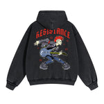 Resistance Street Punk Double Slider Zip Hoodie-INNBLAC Fashion Apparel