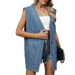 Denim V Neck Button-Front Vest